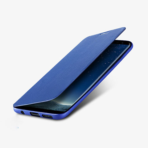 Carcasa de Cuero Cartera con Soporte L02 para Samsung Galaxy S8 Plus Azul