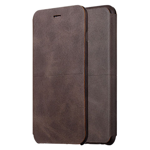 Carcasa de Cuero Cartera con Soporte L04 para Apple iPhone 6 Marron