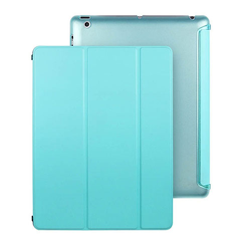 Carcasa de Cuero Cartera con Soporte para Apple iPad 3 Azul Cielo