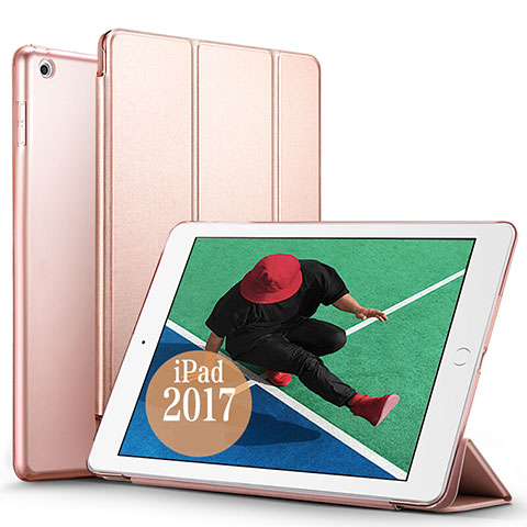 Carcasa de Cuero Cartera con Soporte para Apple New iPad Pro 9.7 (2017) Oro Rosa