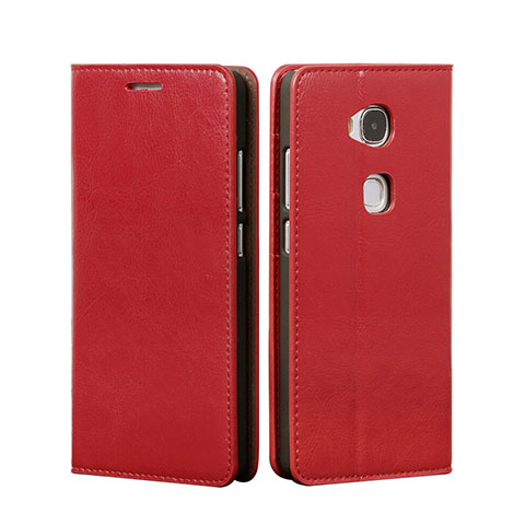 Carcasa de Cuero Cartera con Soporte para Huawei GR5 Rojo