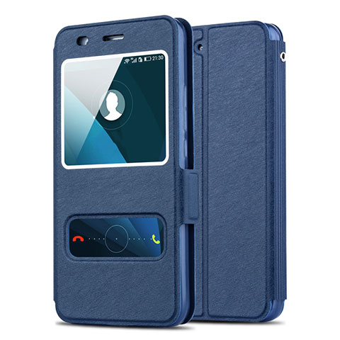 Carcasa de Cuero Cartera con Soporte para Huawei Honor 4A Azul