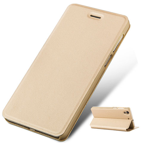 Carcasa de Cuero Cartera con Soporte para Huawei Honor 5A Oro