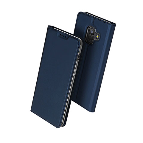 Carcasa de Cuero Cartera con Soporte para Samsung Galaxy A6 (2018) Azul