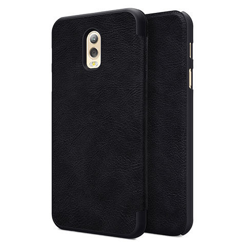 Carcasa de Cuero Cartera con Soporte para Samsung Galaxy J7 Plus Negro