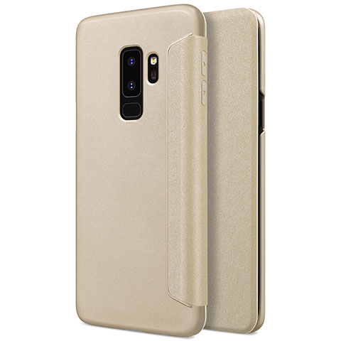 Carcasa de Cuero Cartera con Soporte para Samsung Galaxy S9 Plus Oro