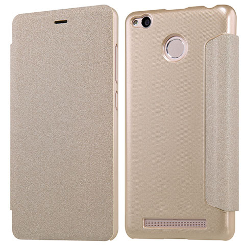 Carcasa de Cuero Cartera con Soporte para Xiaomi Redmi 3 High Edition Oro