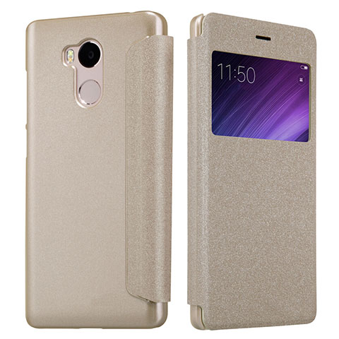 Carcasa de Cuero Cartera con Soporte para Xiaomi Redmi 4 Prime High Edition Oro