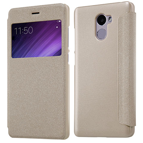 Carcasa de Cuero Cartera con Soporte para Xiaomi Redmi 4 Standard Edition Oro