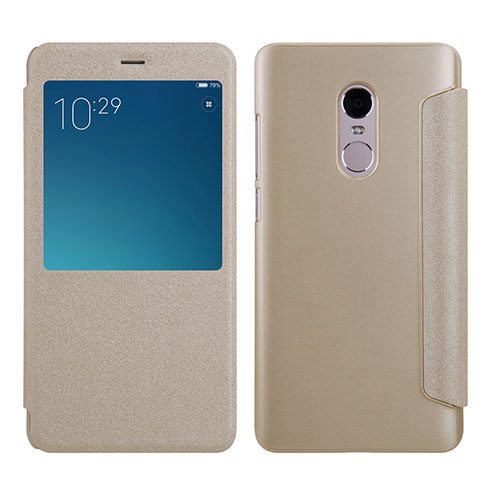 Carcasa de Cuero Cartera con Soporte para Xiaomi Redmi Note 4 Oro