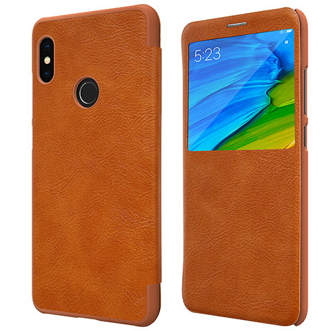 Carcasa de Cuero Cartera con Soporte para Xiaomi Redmi Note 5 AI Dual Camera Marron