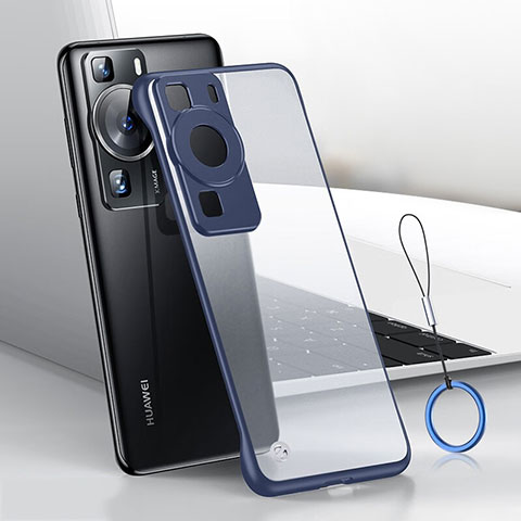 Carcasa Dura Cristal Plastico Funda Rigida Sin Marco Transparente H01 para Huawei P60 Pro Azul