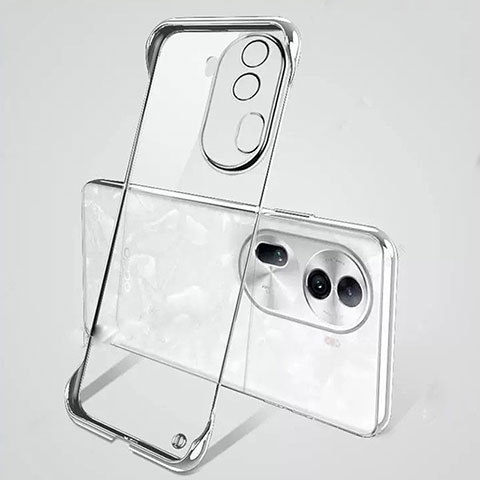 Carcasa Dura Cristal Plastico Funda Rigida Sin Marco Transparente H01 para Oppo Reno11 Pro 5G Plata