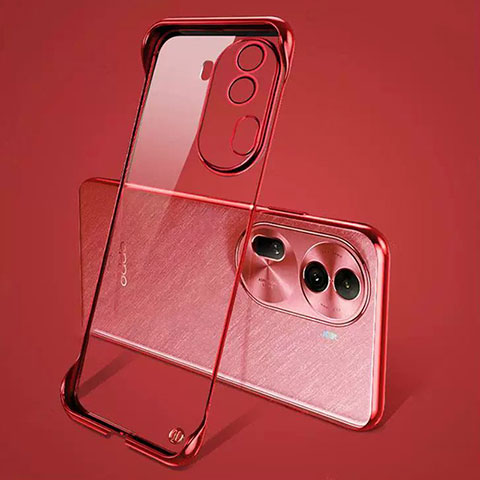 Carcasa Dura Cristal Plastico Funda Rigida Sin Marco Transparente H01 para Oppo Reno11 Pro 5G Rojo