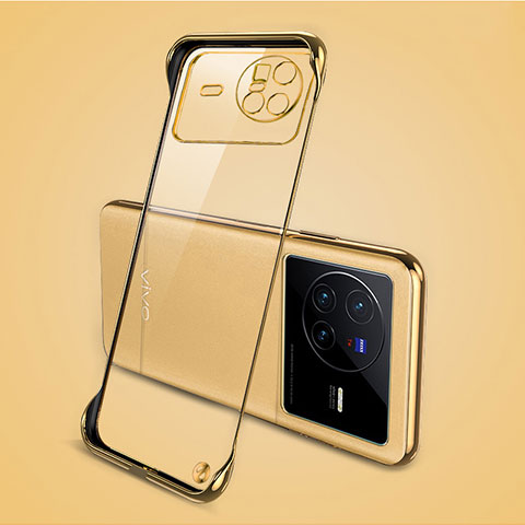 Carcasa Dura Cristal Plastico Funda Rigida Sin Marco Transparente H01 para Vivo X80 5G Oro