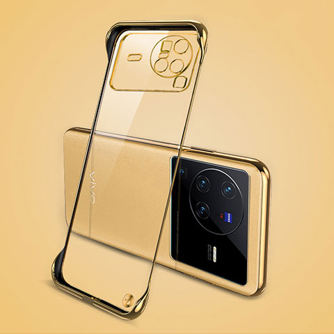 Carcasa Dura Cristal Plastico Funda Rigida Sin Marco Transparente H01 para Vivo X80 Pro 5G Oro