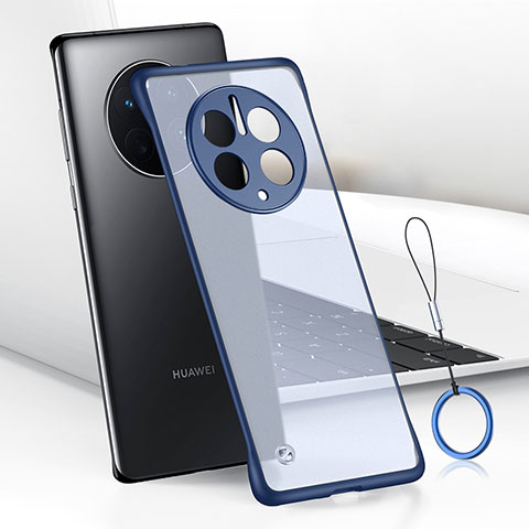 Carcasa Dura Cristal Plastico Funda Rigida Sin Marco Transparente H03 para Huawei Mate 50 Pro Azul