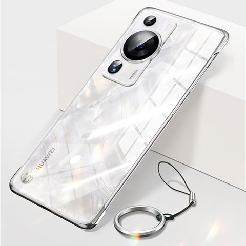 Carcasa Dura Cristal Plastico Funda Rigida Sin Marco Transparente para Huawei P60 Plata