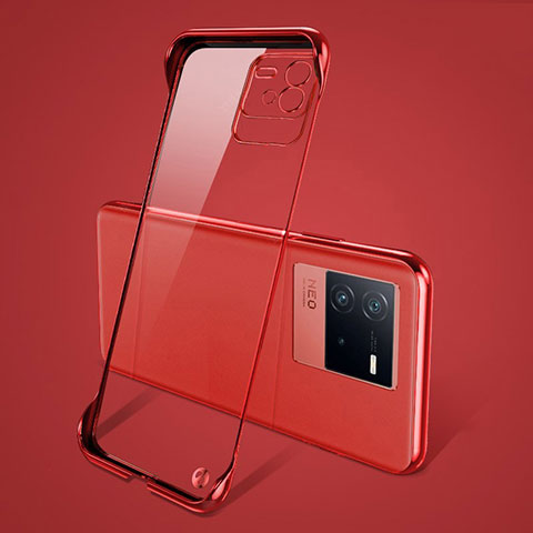 Carcasa Dura Cristal Plastico Funda Rigida Sin Marco Transparente para Vivo iQOO Neo6 5G Rojo