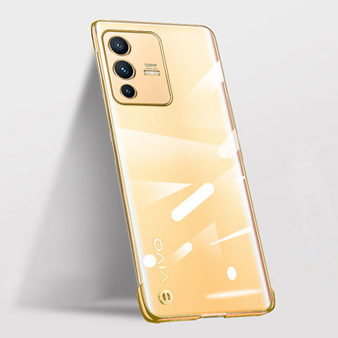 Carcasa Dura Cristal Plastico Funda Rigida Sin Marco Transparente para Vivo V23 5G Oro