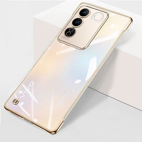 Carcasa Dura Cristal Plastico Funda Rigida Sin Marco Transparente para Vivo V27 5G Oro