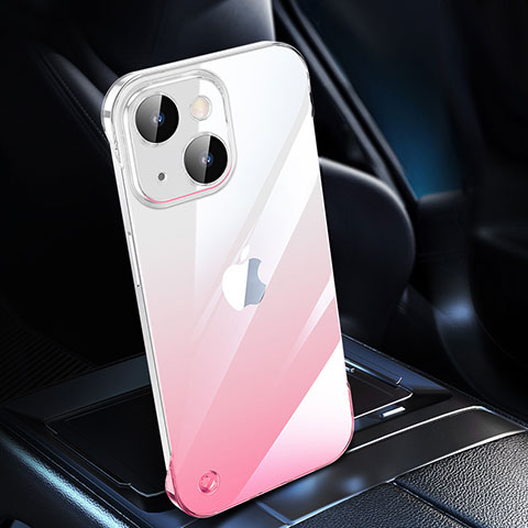 Carcasa Dura Cristal Plastico Funda Rigida Transparente Gradiente QC2 para Apple iPhone 15 Plus Rosa