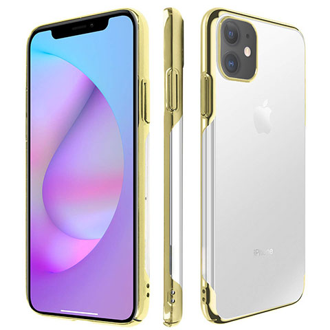 Carcasa Dura Cristal Plastico Funda Rigida Transparente H01 para Apple iPhone 11 Oro