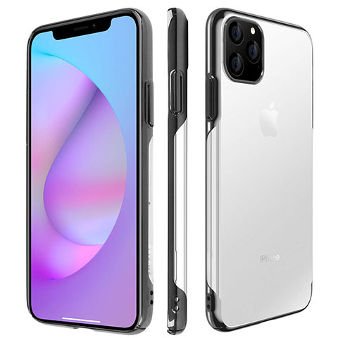 Carcasa Dura Cristal Plastico Funda Rigida Transparente H01 para Apple iPhone 11 Pro Max Negro