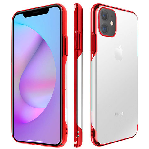 Carcasa Dura Cristal Plastico Funda Rigida Transparente H01 para Apple iPhone 11 Rojo