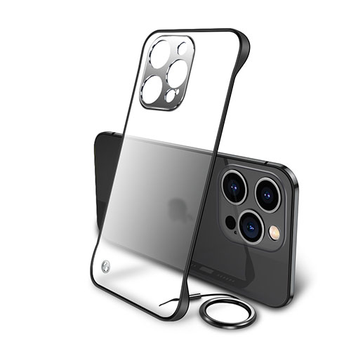 Carcasa Dura Cristal Plastico Funda Rigida Transparente H01 para Apple iPhone 15 Pro Max Negro