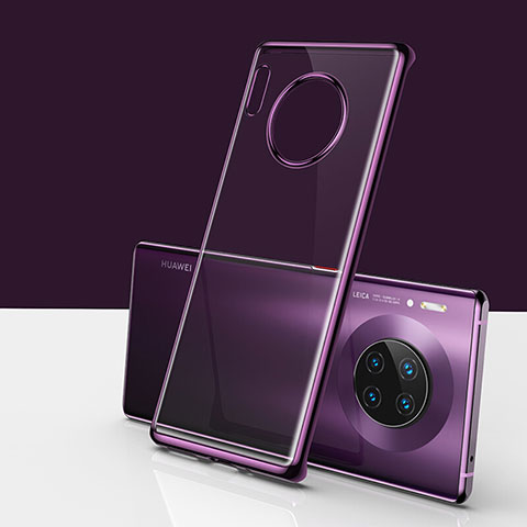 Carcasa Dura Cristal Plastico Funda Rigida Transparente H01 para Huawei Mate 30E Pro 5G Morado