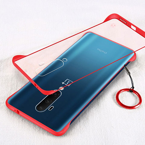 Carcasa Dura Cristal Plastico Funda Rigida Transparente H01 para OnePlus 7T Pro Rojo