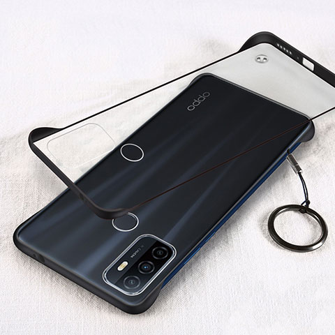 Carcasa Dura Cristal Plastico Funda Rigida Transparente H01 para Oppo A32 Negro