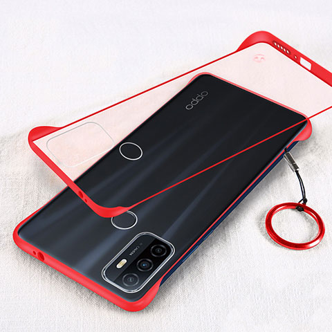 Carcasa Dura Cristal Plastico Funda Rigida Transparente H01 para Oppo A32 Rojo