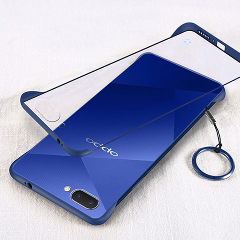 Carcasa Dura Cristal Plastico Funda Rigida Transparente H01 para Oppo A5 Azul