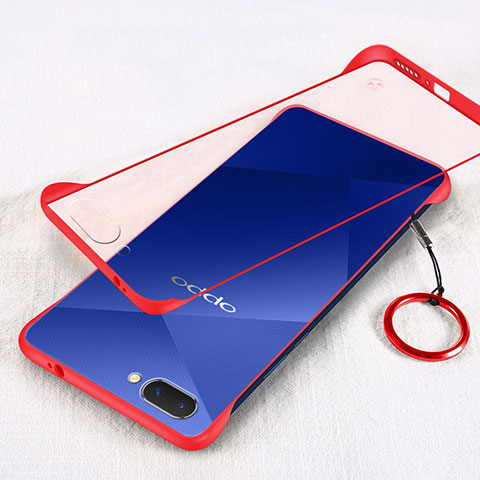 Carcasa Dura Cristal Plastico Funda Rigida Transparente H01 para Oppo A5 Rojo