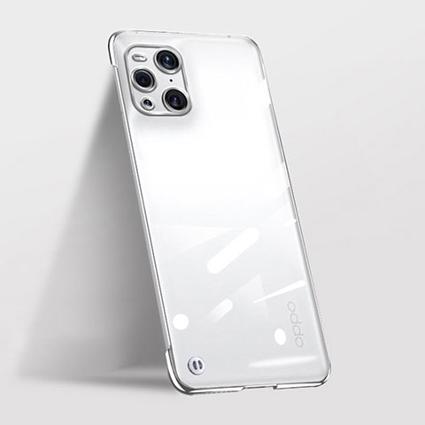 Carcasa Dura Cristal Plastico Funda Rigida Transparente H01 para Oppo Find X3 Pro 5G Plata