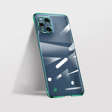 Carcasa Dura Cristal Plastico Funda Rigida Transparente H01 para Oppo Find X3 Pro 5G Verde