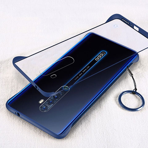 Carcasa Dura Cristal Plastico Funda Rigida Transparente H01 para Oppo Reno2 Azul