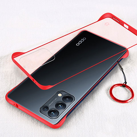 Carcasa Dura Cristal Plastico Funda Rigida Transparente H01 para Oppo Reno5 Pro 5G Rojo