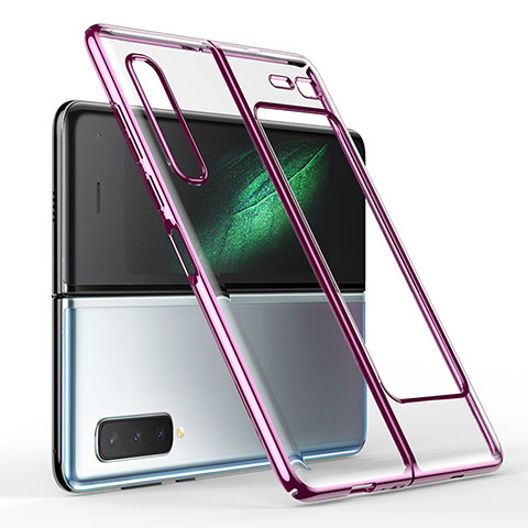 Carcasa Dura Cristal Plastico Funda Rigida Transparente H01 para Samsung Galaxy Fold Morado