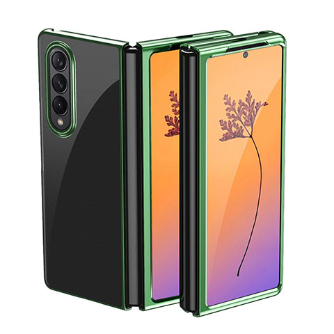 Carcasa Dura Cristal Plastico Funda Rigida Transparente H01 para Samsung Galaxy Z Fold3 5G Verde