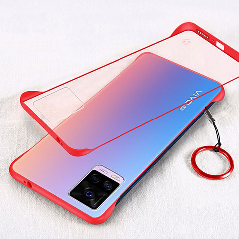 Carcasa Dura Cristal Plastico Funda Rigida Transparente H01 para Vivo V20 Pro 5G Rojo