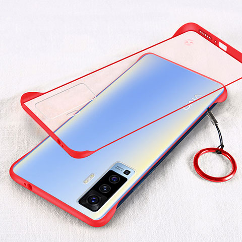 Carcasa Dura Cristal Plastico Funda Rigida Transparente H01 para Vivo X50 5G Rojo