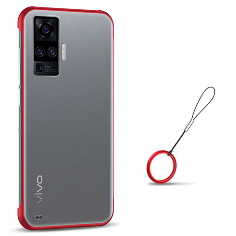 Carcasa Dura Cristal Plastico Funda Rigida Transparente H01 para Vivo X50 Pro 5G Rojo