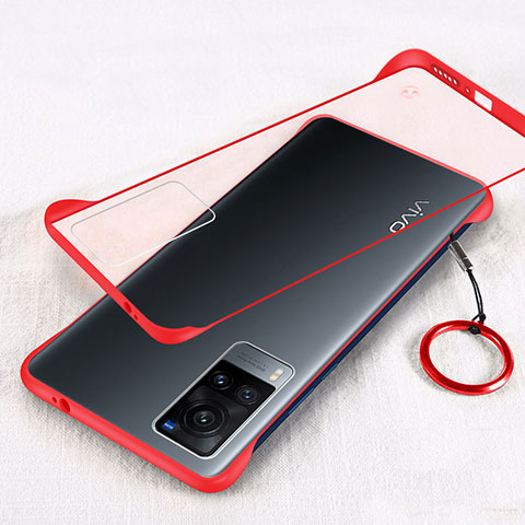 Carcasa Dura Cristal Plastico Funda Rigida Transparente H01 para Vivo X60T 5G Rojo