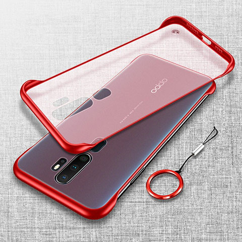 Carcasa Dura Cristal Plastico Funda Rigida Transparente H02 para Oppo A11 Rojo