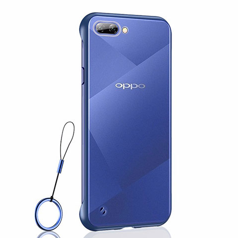 Carcasa Dura Cristal Plastico Funda Rigida Transparente H02 para Oppo A12e Azul