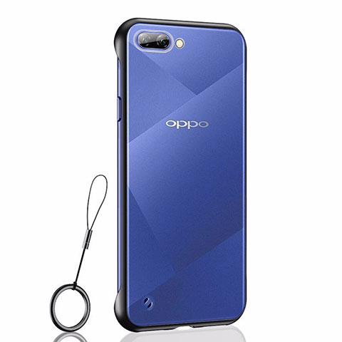 Carcasa Dura Cristal Plastico Funda Rigida Transparente H02 para Oppo A12e Negro