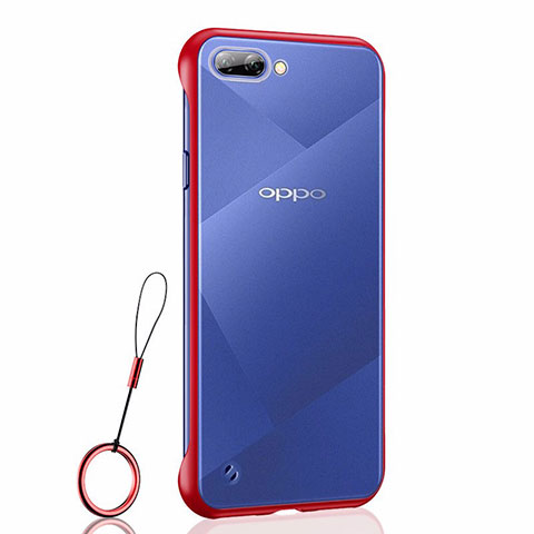 Carcasa Dura Cristal Plastico Funda Rigida Transparente H02 para Oppo A12e Rojo